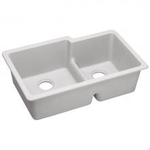 Elkay ELGULBO3322WH0 - Quartz Classic 33'' x 20-1/2'' x 9-1/2'', Offset 60/40 Double Bowl U