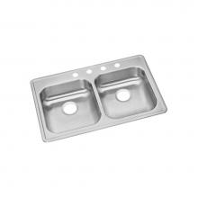 Elkay GE233212 - Dayton Stainless Steel 33'' x 21-1/4'' x 5-3/8'', 2-Hole Equal Doubl