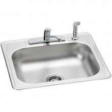 Elkay K125224DF - Dayton Stainless Steel 25'' x 22'' x 6-1/16'', 4-Hole Single Bowl Dr