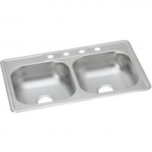 Elkay KW10233220 - Dayton Stainless Steel 33'' x 22'' x 6-1/16'', Equal Double Bowl Dro