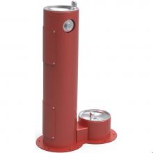 Elkay LK4400DBFRKRED - Outdoor Fountain Pedestal with Pet Station, Non-Filtered Non-Refrigerated, Freeze Resistant, Red