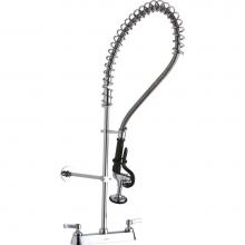 Elkay LK843LC - 8in Centerset Exposed Deck Mount Faucet 44in Flexible Hose w/1.2 GPM Spray Head 2in Lever Handles