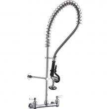 Elkay LK943LC - 8'' Centerset Wall Mount Faucet 44in Flexible Hose w/1.2 GPM Spray Head 2in Lever Handle