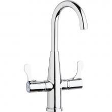 Elkay LKD2223C - Single Hole Deck Mount Faucet with Gooseneck Spout Twin Lever Handles Chrome