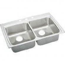 Elkay LRAD332265X - 18 Gauge 33'' X 22'' X 6.5'' Double Bowl Kitchen Sink