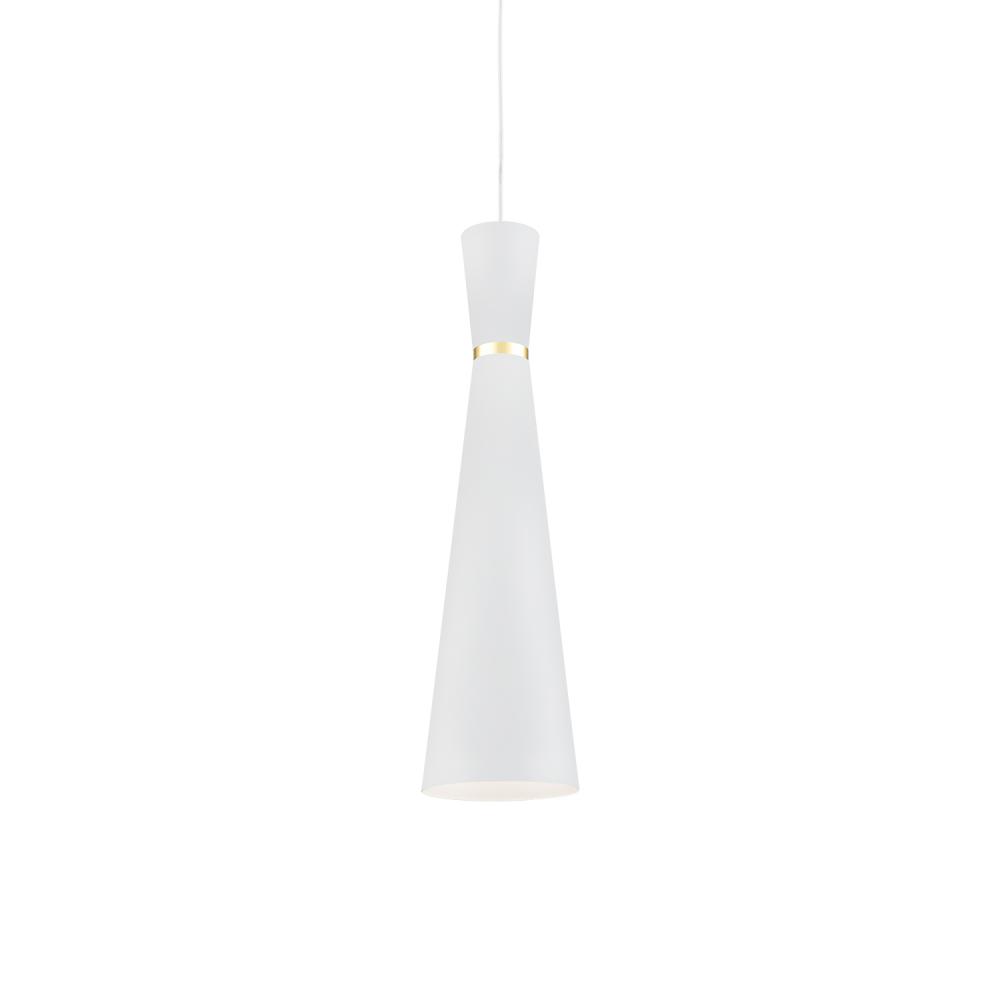 Vanderbilt 6-in White With Gold Detail 1 Light Pendant