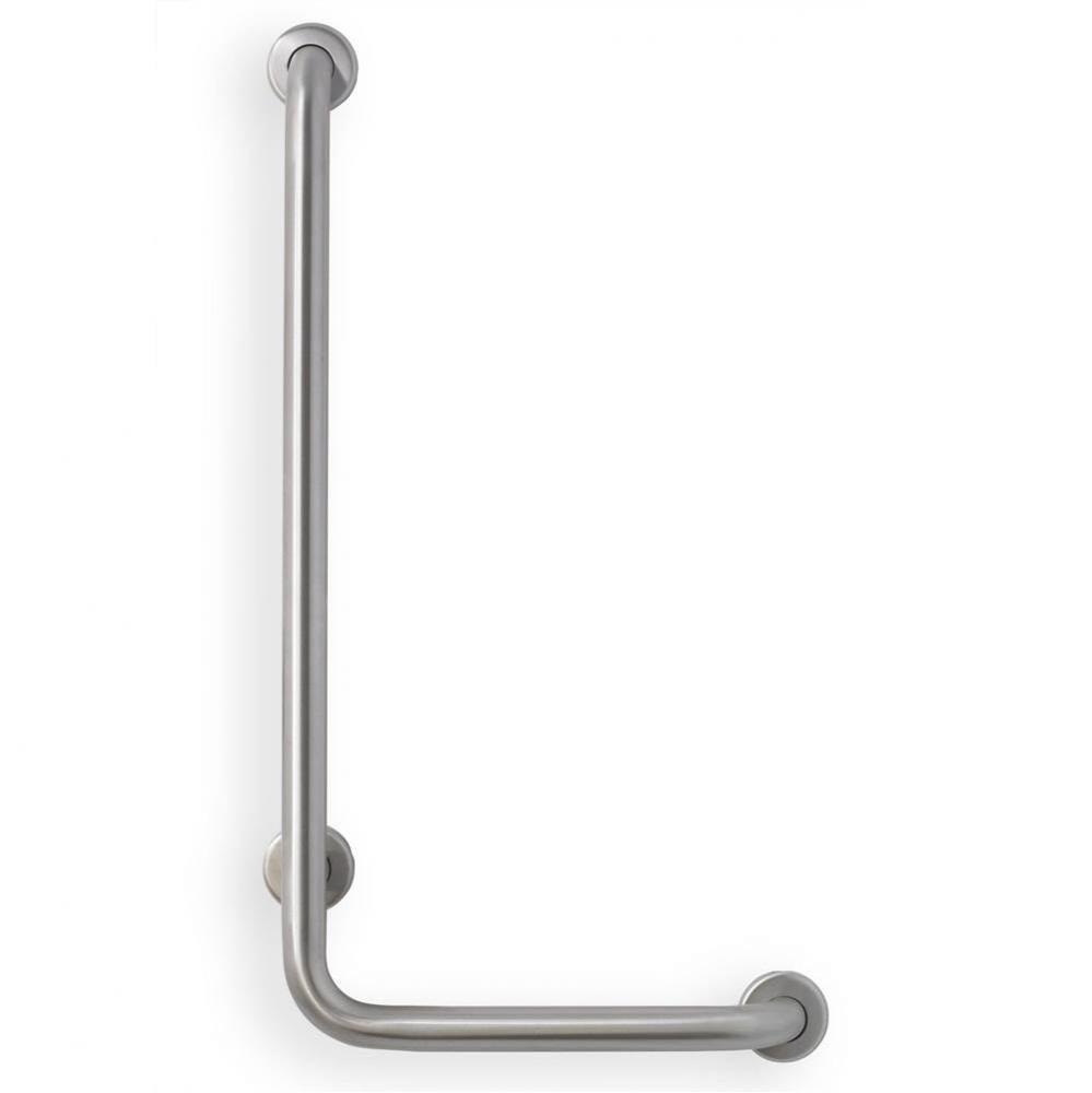 Grab Bar, 32&apos;&apos;x16&apos;&apos; L, 1.5&apos;&apos;, 90 deg Angle, Left Hand, Smooth, Stain