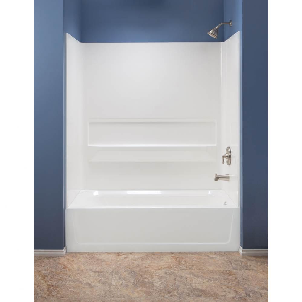 Topaz Bathtub Wall, White, Fiberglass, 30&apos;&apos;x60&apos;&apos;