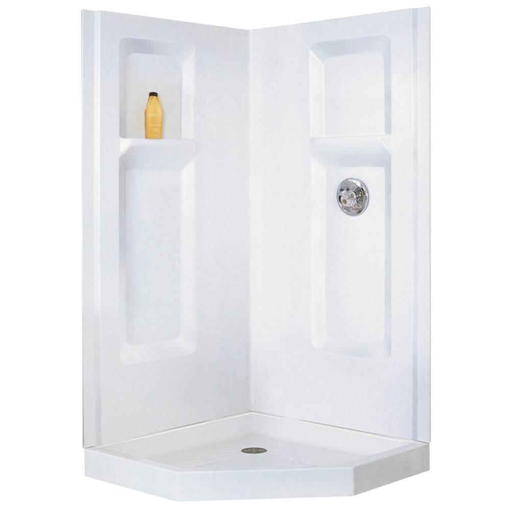 Durawall Corner Shower Wall, 36&apos;&apos;, Fiberglass, White