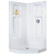 Mustee And Sons 736CWHT - Durawall Corner Shower Wall, 36'', Fiberglass, White