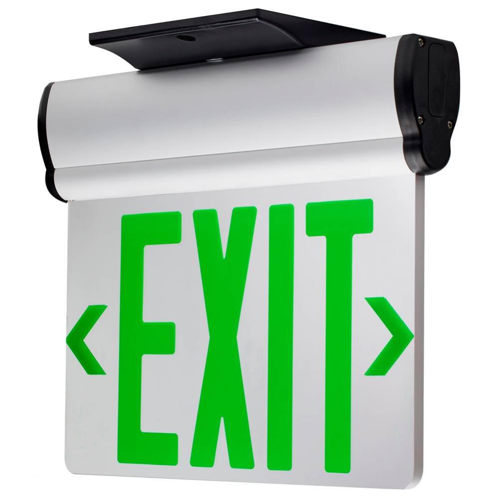 Green (Mirror) Edge Lit LED Exit Sign, 90min Ni-Cad backup, 120/277V, Dual Face, Top/Back/End Moun