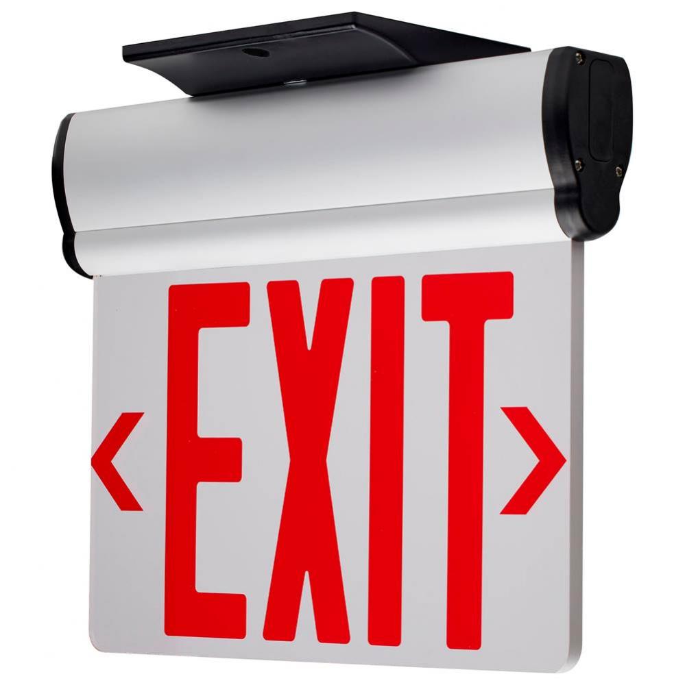 Red (Clear) Edge Lit LED Exit Sign, 90min Ni-Cad backup, 120/277V, Single Face, Top/Back/End Mount