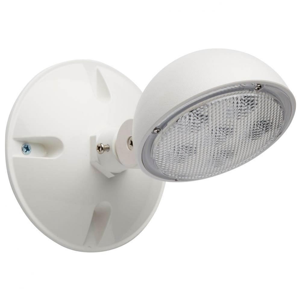 Remote Emergency Light, Low-Voltage Backup, Single Head, White Finish, Wet Location Rated