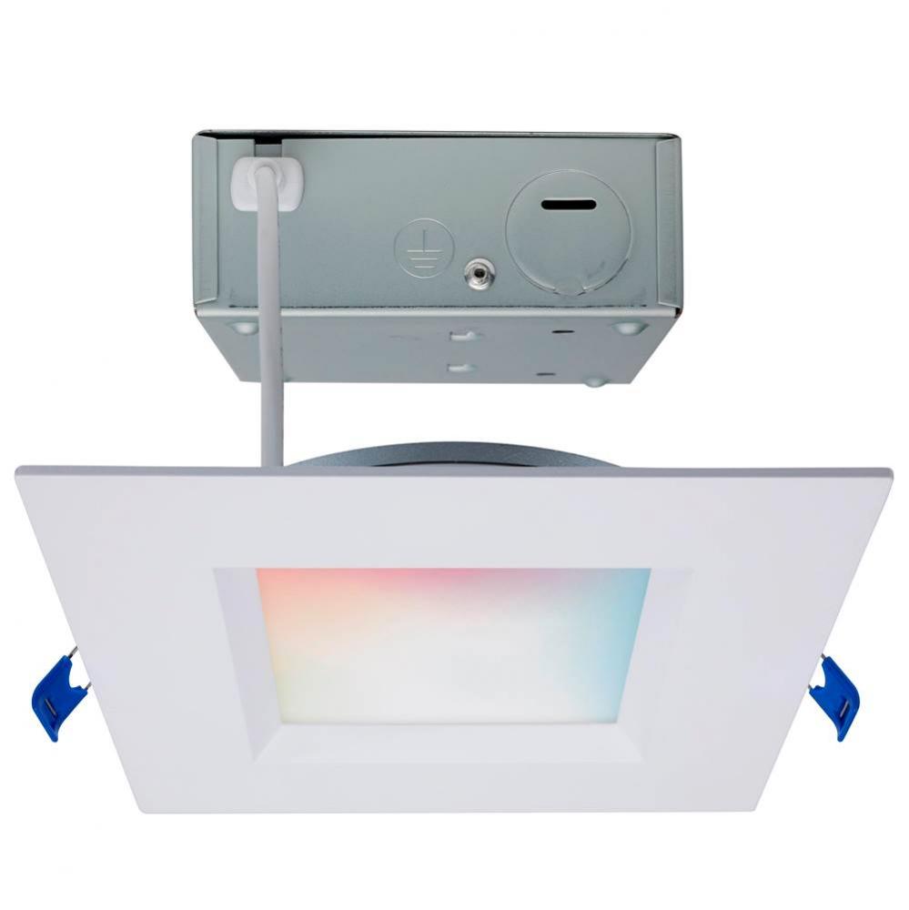 12 Watt; LED Direct Wire; Low Profile Regress Baffle Downlight; 6 Inch Square; Starfish IOT; Tunab