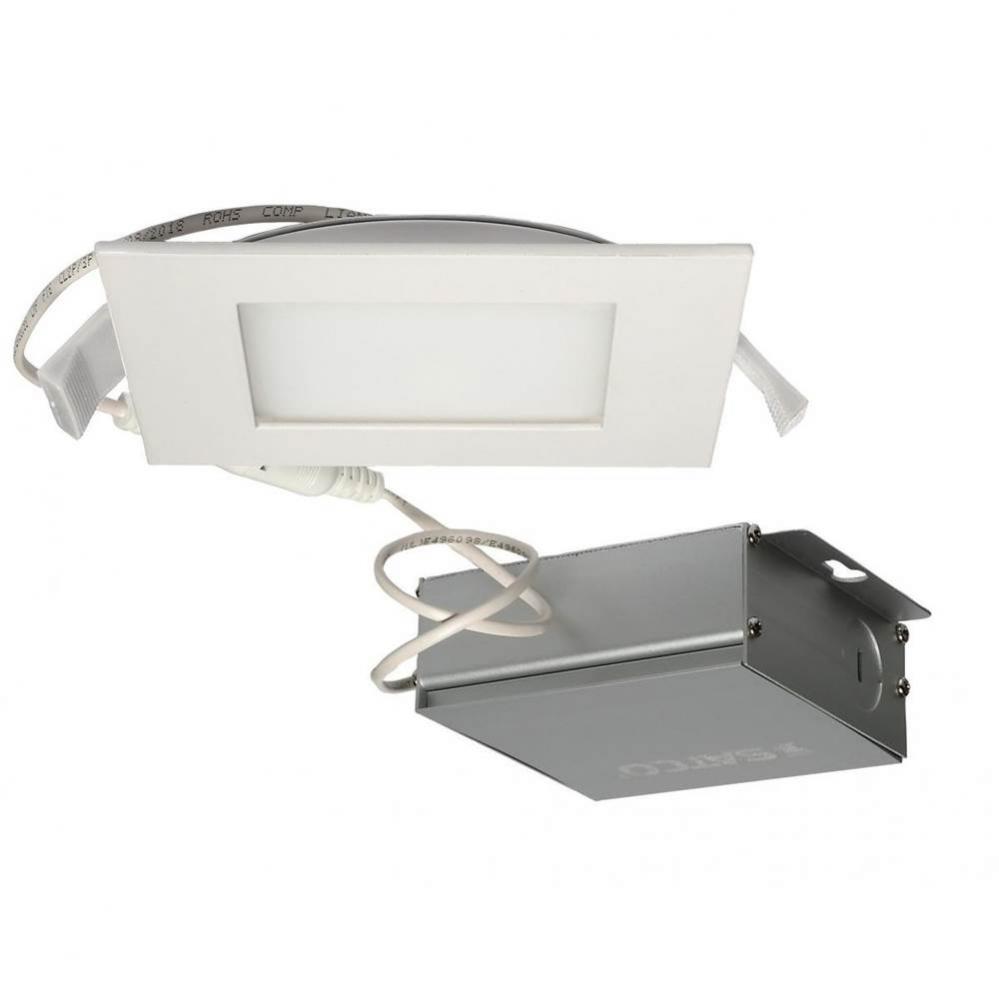 10 W LED Direct Wire Downlight, Edge-lit, 4&apos;&apos;, 4000K, 120 V, Dimmable, Square, Remote Dr