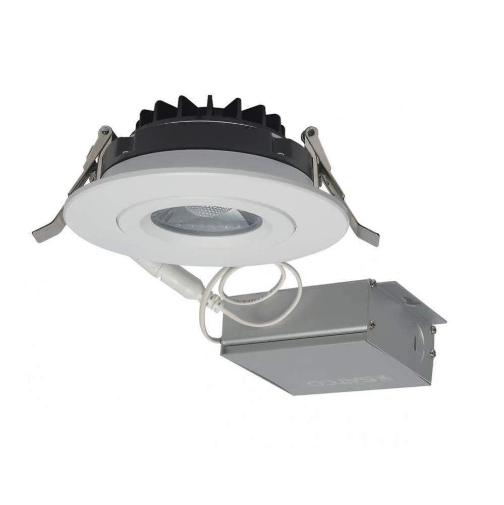 12 W LED Direct Wire Downlight, Gimbaled, 4&apos;&apos;, 3000K, 120 V, Dimmable, Round, Remote Dri