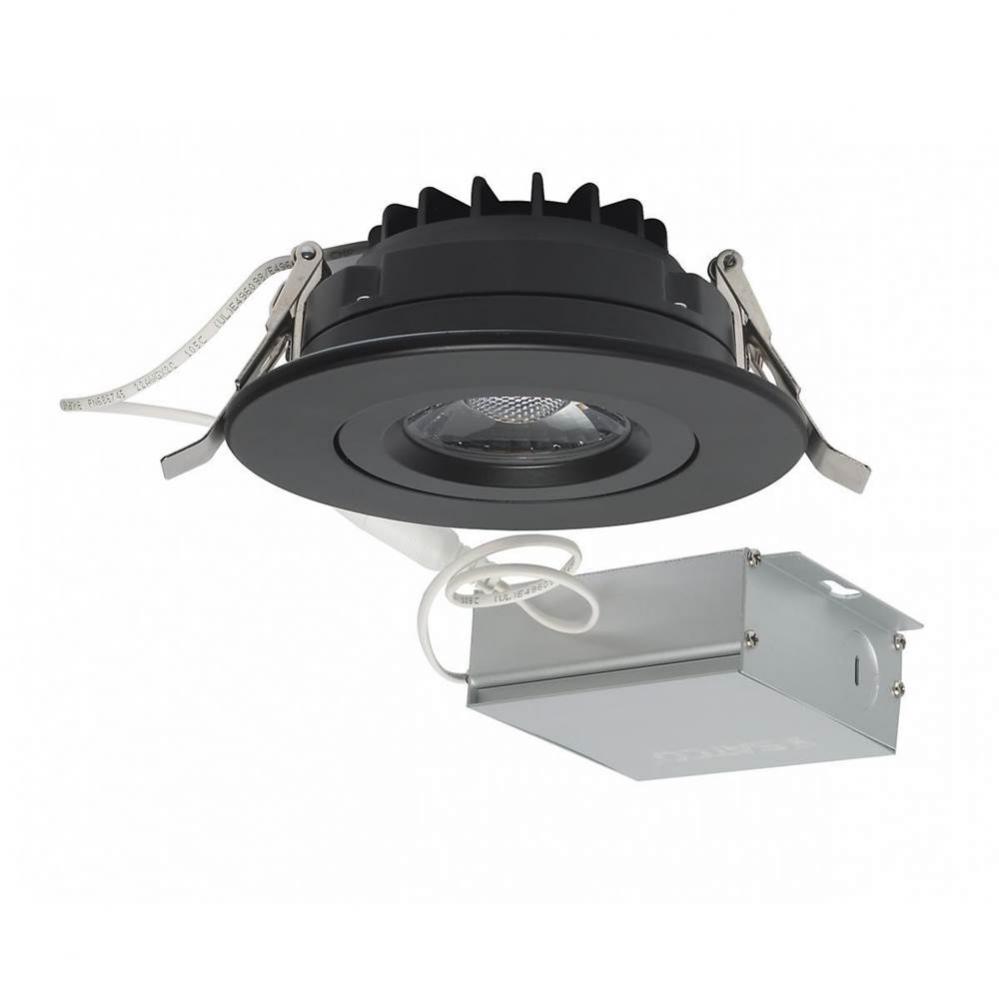 12 W LED Direct Wire Downlight, Gimbaled, 4&apos;&apos;, 3000K, 120 V, Dimmable, Round, Remote Dri