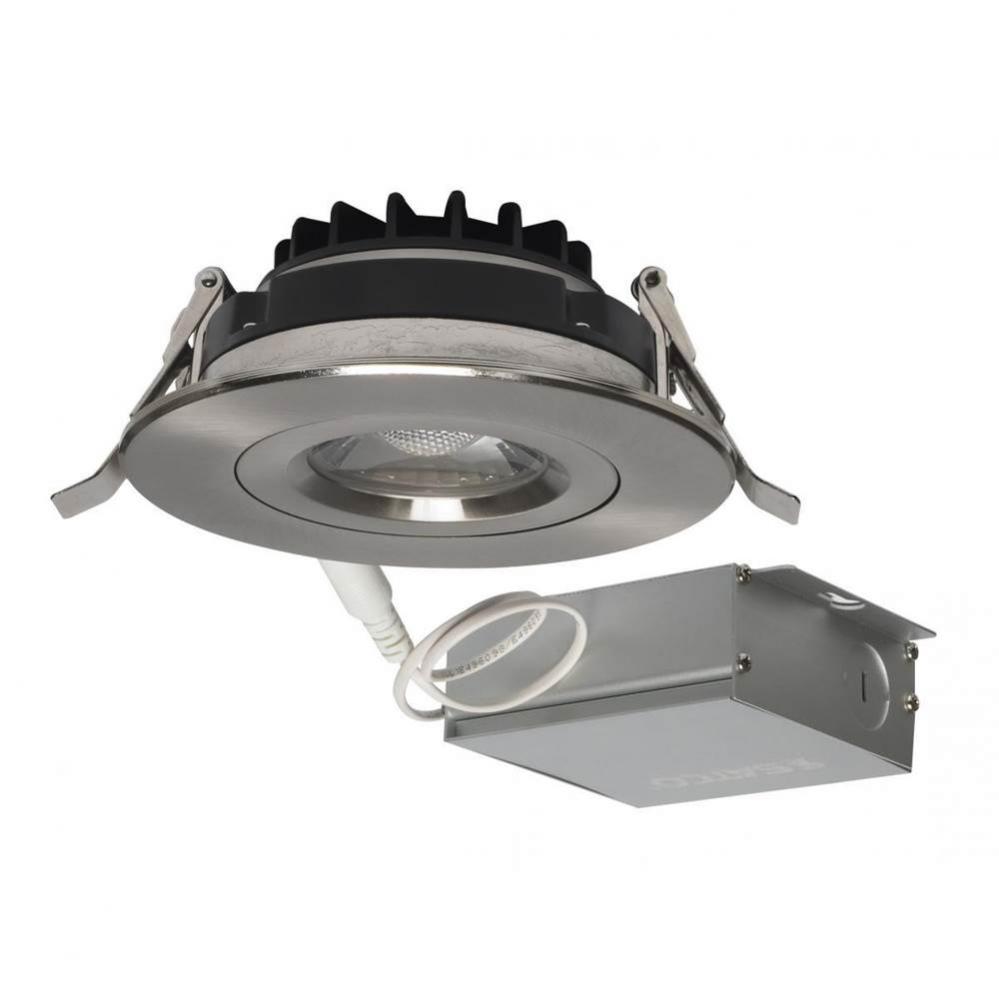 12 W LED Direct Wire Downlight, Gimbaled, 4&apos;&apos;, 3000K, 120 V, Dimmable, Round, Remote Dri