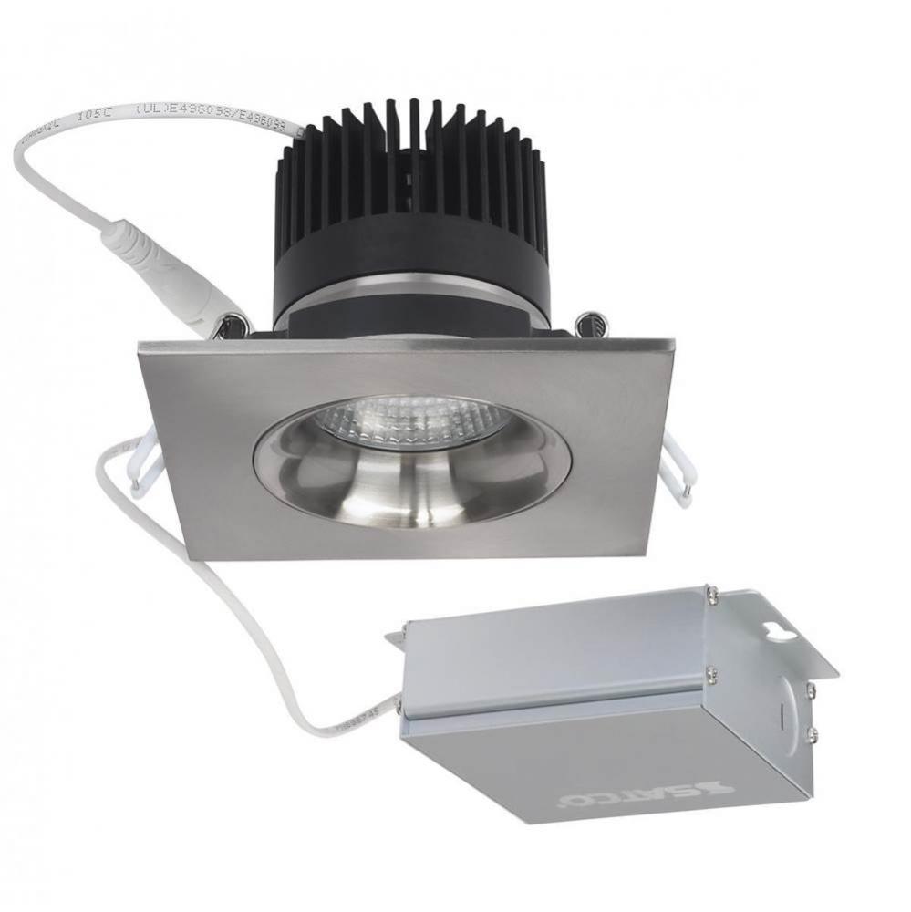 12 W LED Direct Wire Downlight, Gimbaled, 3.5&apos;&apos;, 3000K, 120 V, Dimmable, Square, Remote