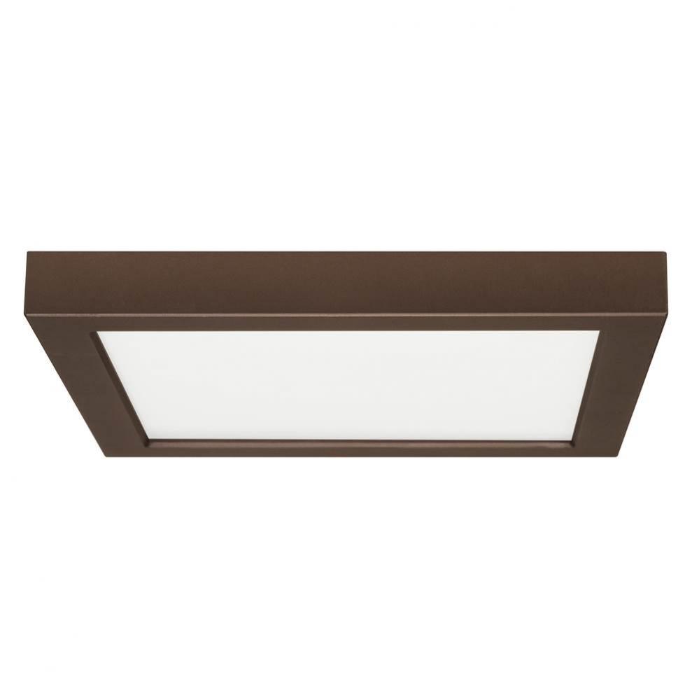 18.5 W 9&apos;&apos; Flush Mount LED Fixture, 3000K, Square Shape, Bronze Finish, 120 V