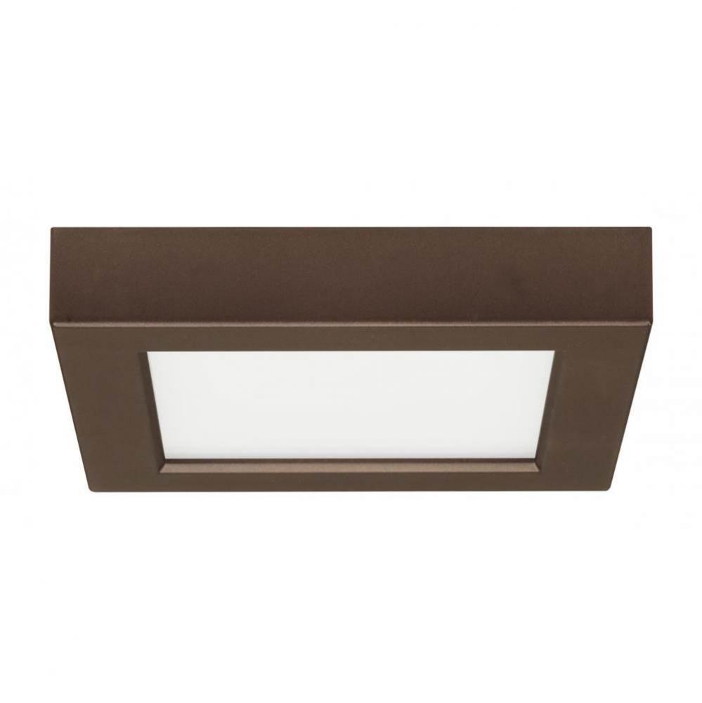 10.5 W 5.5&apos;&apos; Flush Mount LED Fixture, 2700K, Square Shape, Bronze Finish, 120 V