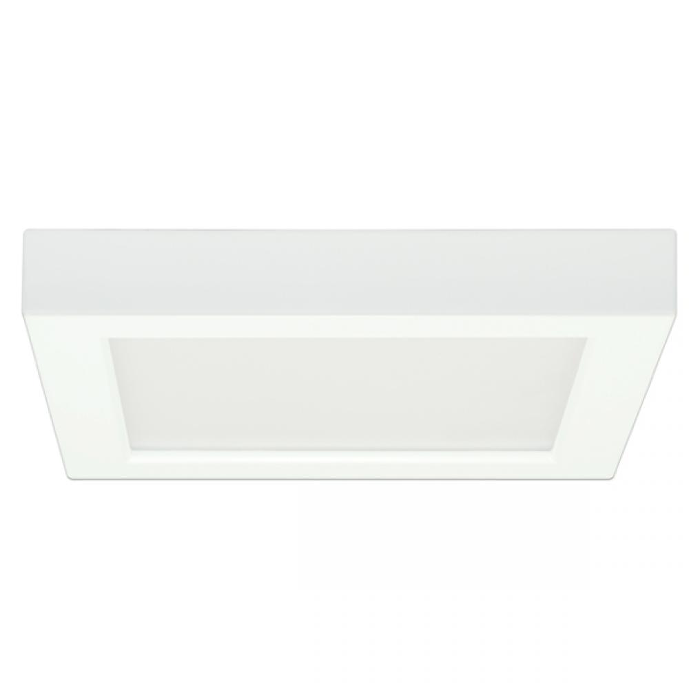 13.5 W 7&apos;&apos; Flush Mount LED Fixture, 3000K, Square Shape, White Finish, 120 V, 90 CRI