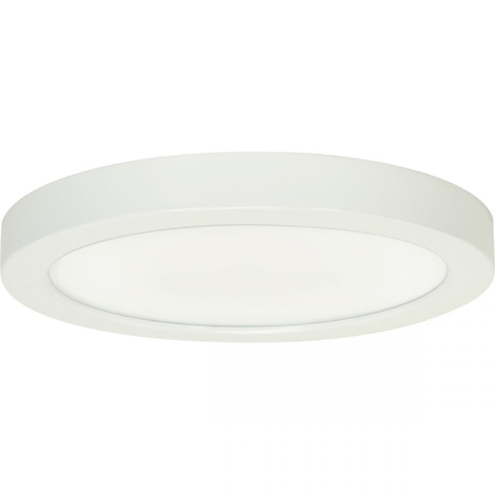 18.5 W 9&apos;&apos; Flush Mount LED Fixture, 3000K, Round Shape, White Finish, 120 V, 90 CRI