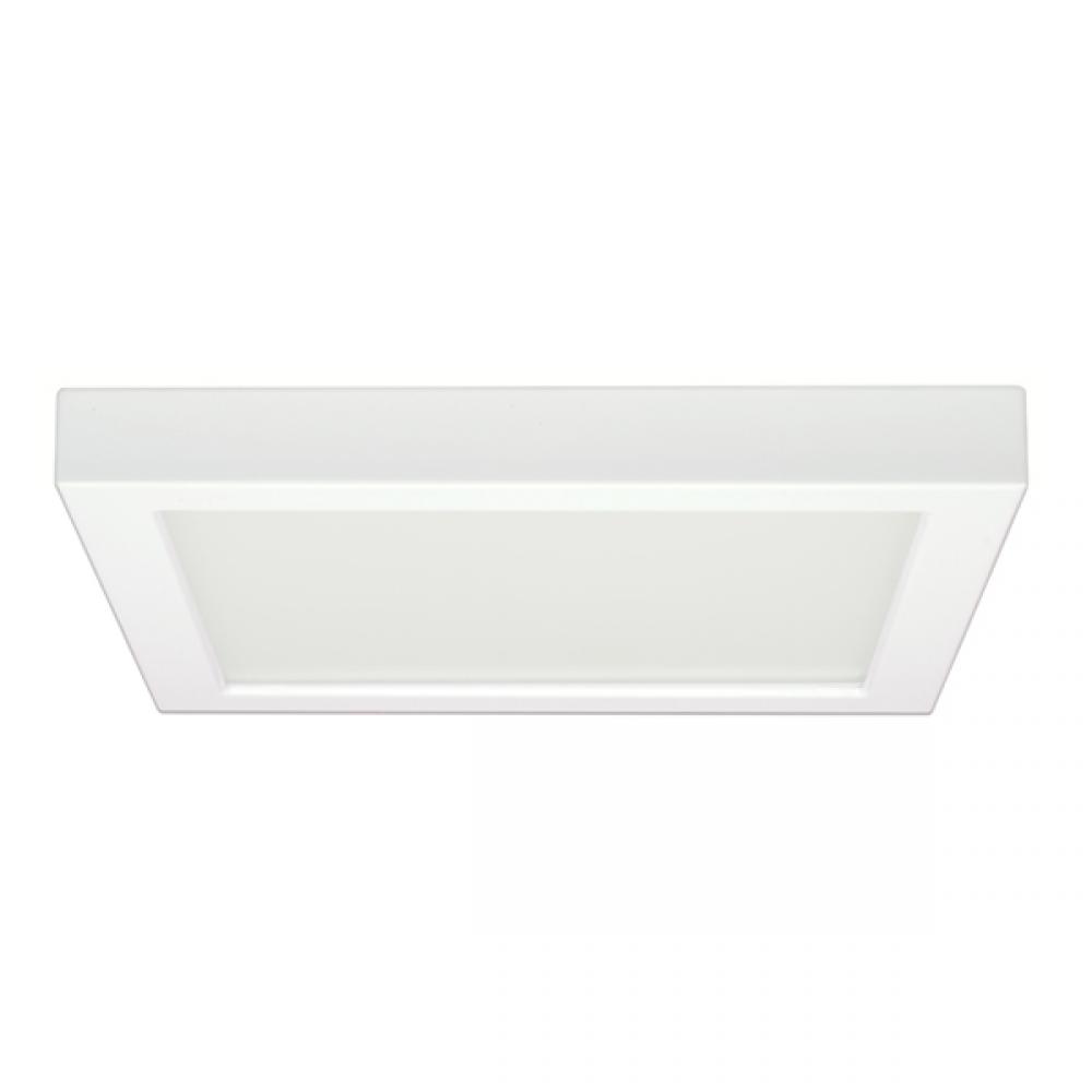 18.5 W 9&apos;&apos; Flush Mount LED Fixture, 3000K, Square Shape, White Finish, 120 V, 90 CRI