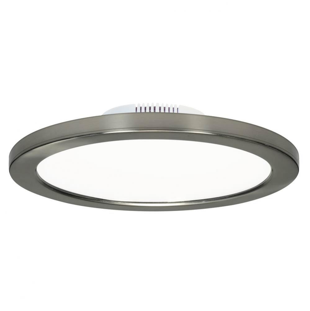 12 W 7&apos;&apos; Flush Mount LED Fixture, 3000K, Brushed Nickel Finish, 120/277 V