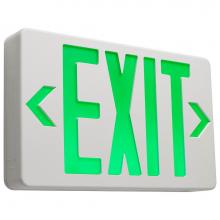 Satco 67-100 - Green LED Exit Sign, 90min Ni-Cad backup, 120/277V, Single/Dual Face, Universal Mounting