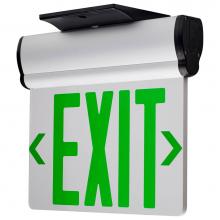 Satco 67-112 - Green (Clear) Edge Lit LED Exit Sign, 90min Ni-Cad backup, 120/277V, Single Face, Top/Back/End Mou