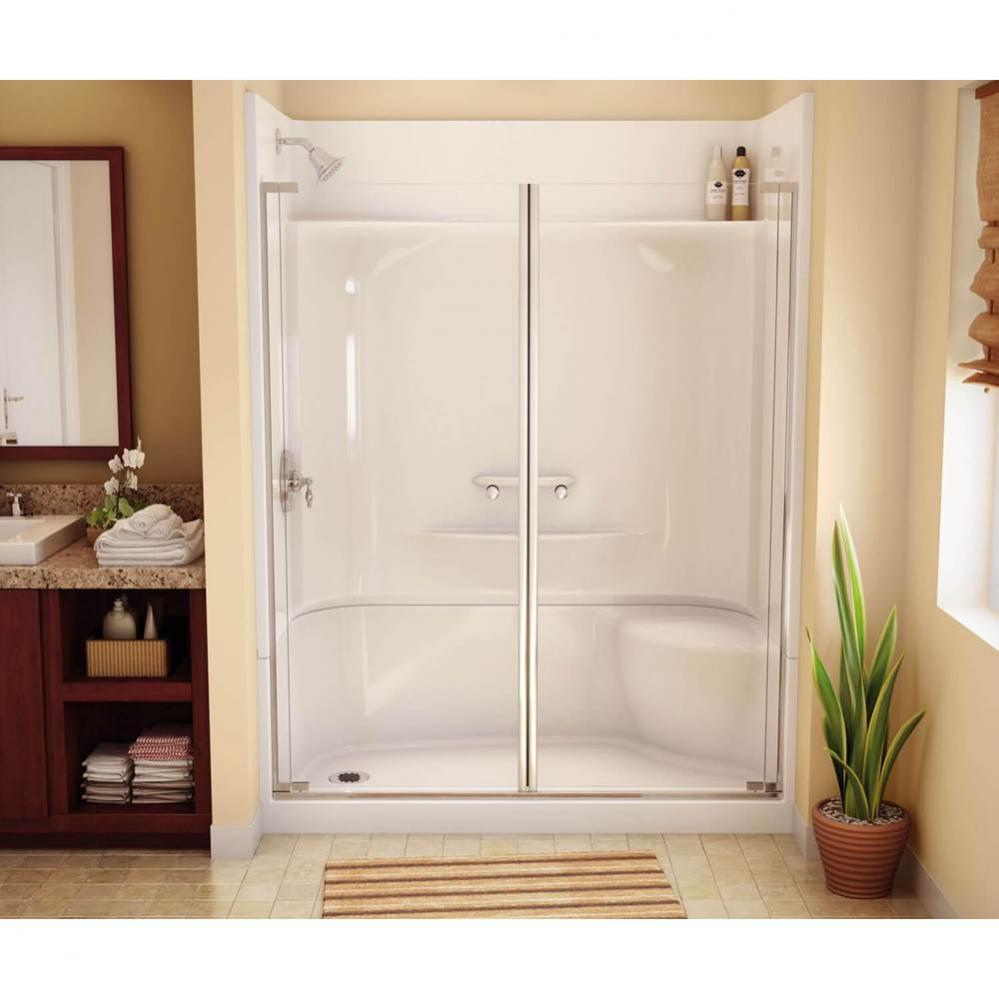 KDS 3060 AcrylX Alcove Center Drain Four-Piece Shower in White