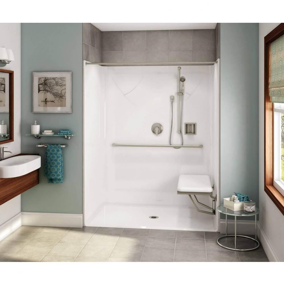 OPS-6036-RS AcrylX Alcove Center Drain One-Piece Shower in White - Massachusetts Compliant