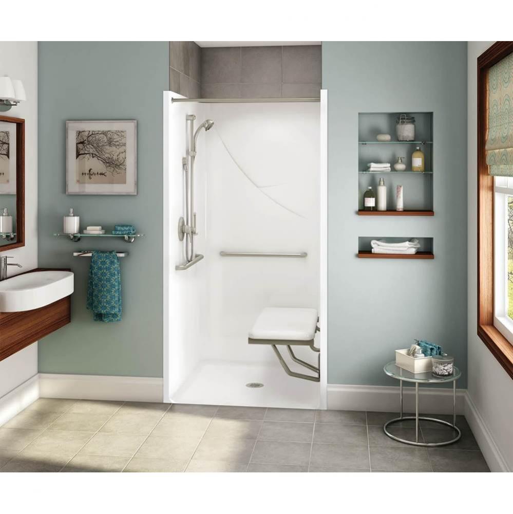 OPS-3636 RRF AcrylX Alcove Center Drain One-Piece Shower in White - MASS Compliant