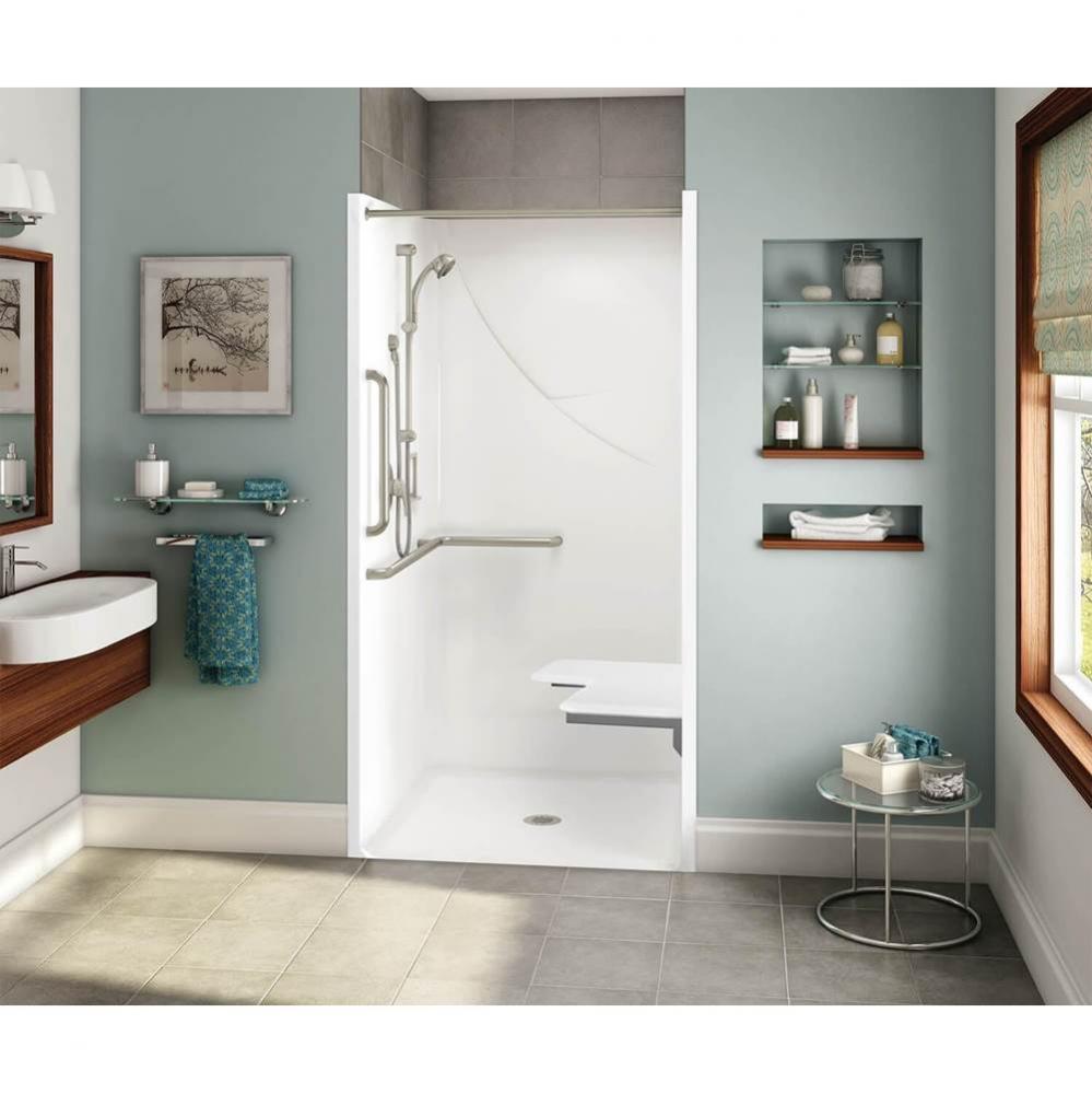 OPS-3636 RRF AcrylX Alcove Center Drain One-Piece Shower in White - ANSI Compliant