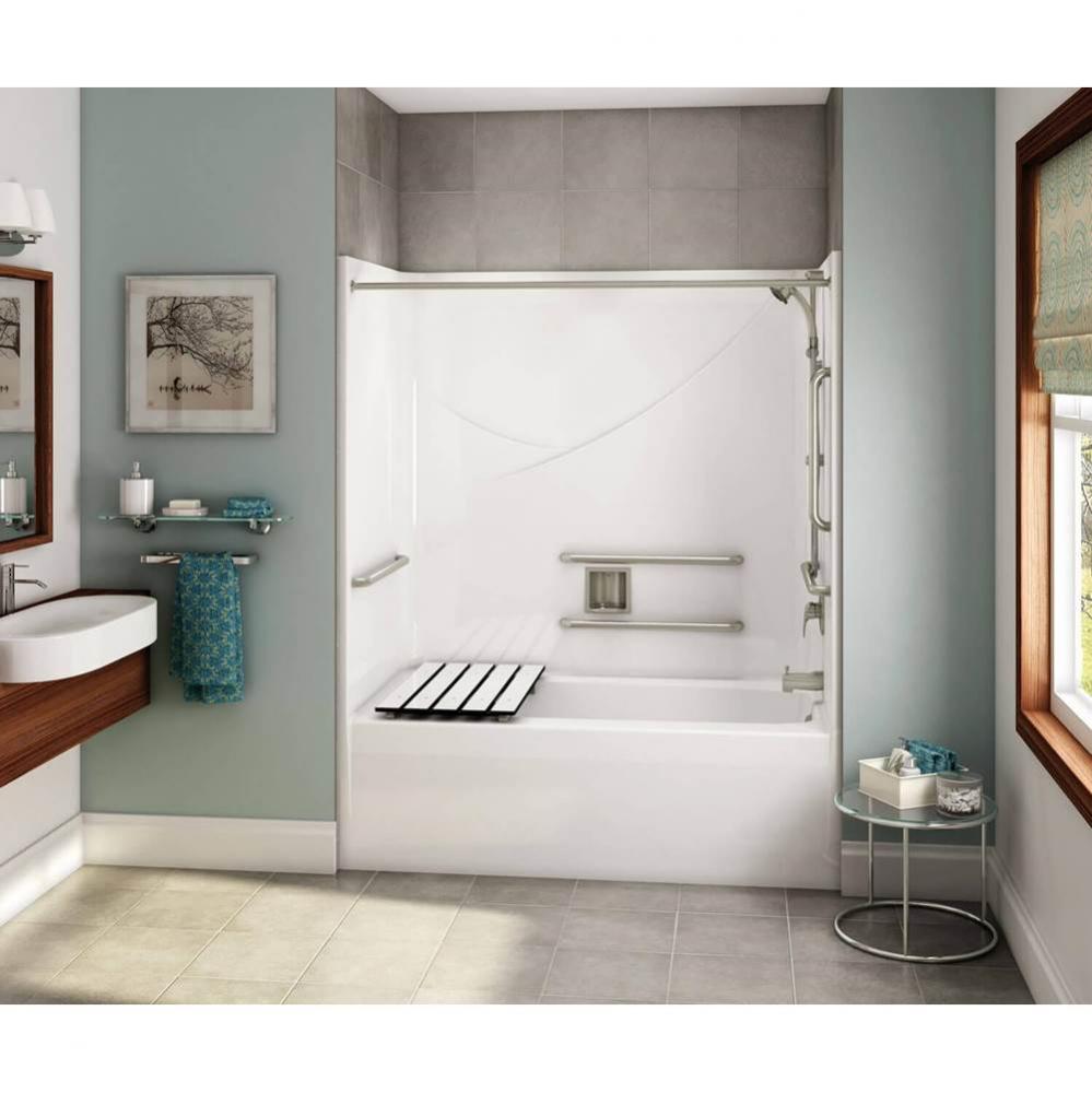 OPTS-6032 AcrylX Alcove Left-Hand Drain One-Piece Tub Shower in White - ANSI Compliant