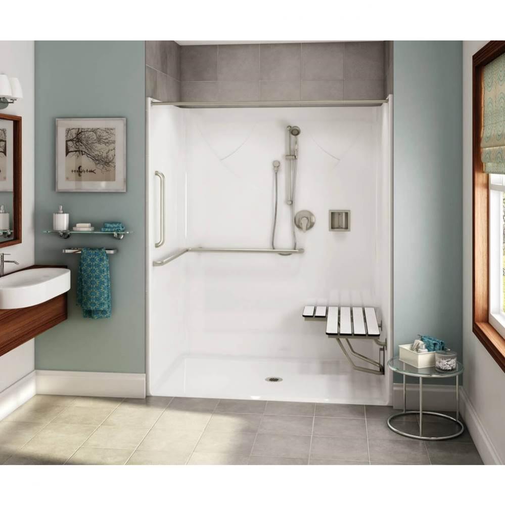 OPS-6036-RS AcrylX Alcove Center Drain One-Piece Shower in White - ANSI compliant