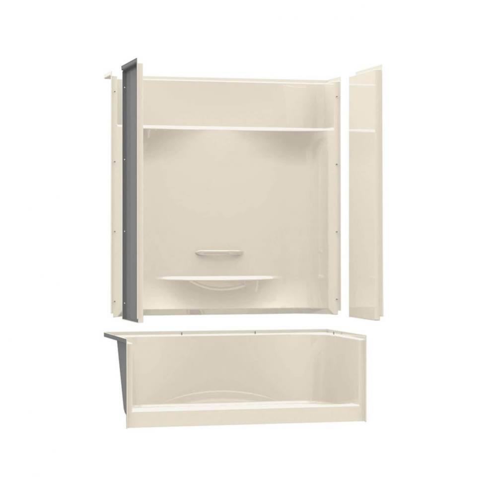 KDS 3060 AcrylX Alcove Center Drain Four-Piece Shower in Bone