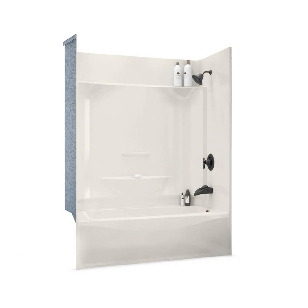 KDTS 3260 AcrylX Alcove Right-Hand Drain Four-Piece Tub Shower in Biscuit