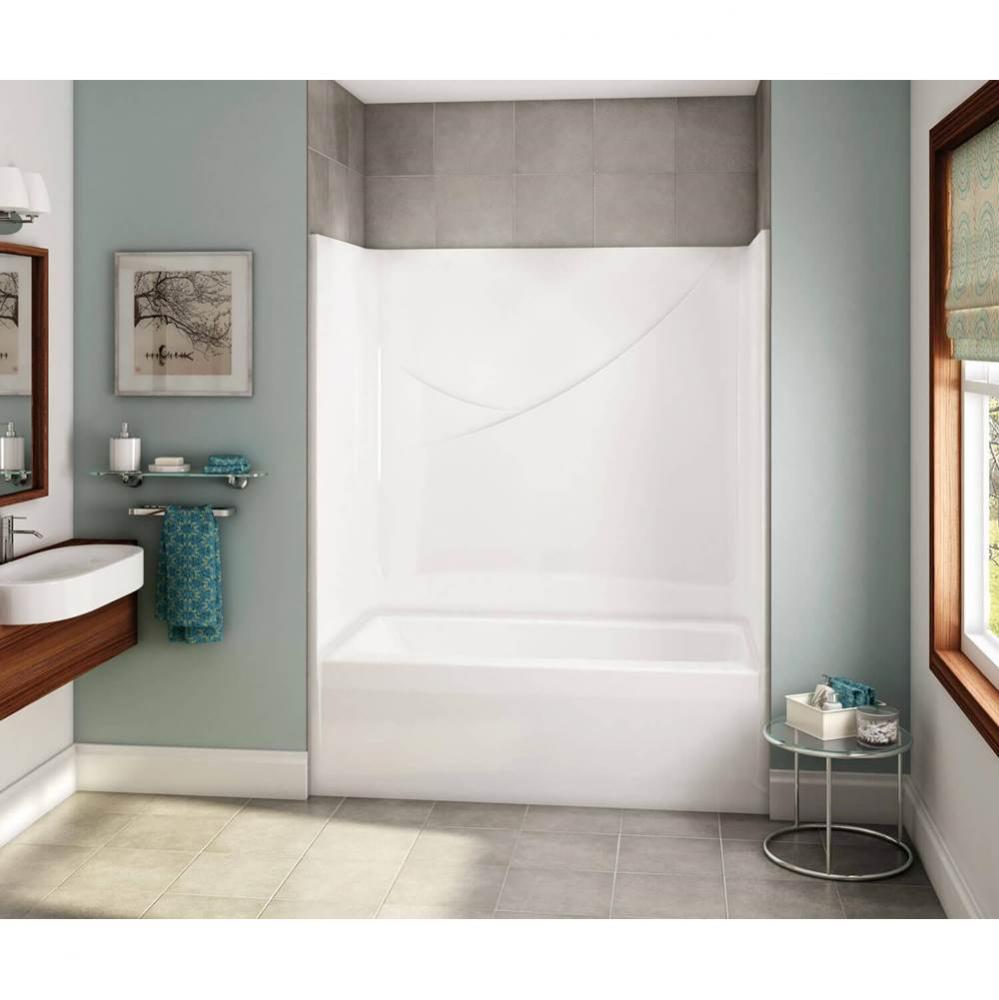 OPTS-6032 AcrylX Alcove Right-Hand Drain One-Piece Tub Shower in White - Base Model