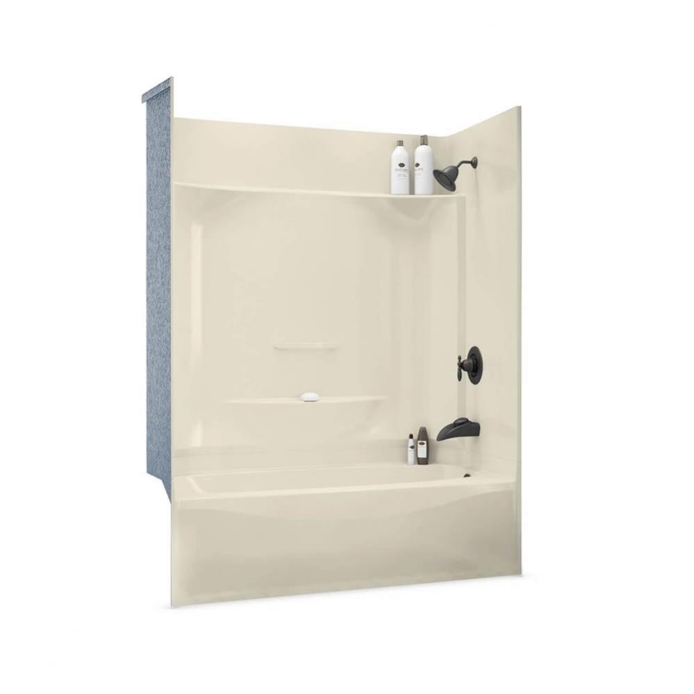 KDTS 3260 AFR AcrylX Alcove Left-Hand Drain Four-Piece Tub Shower in Bone