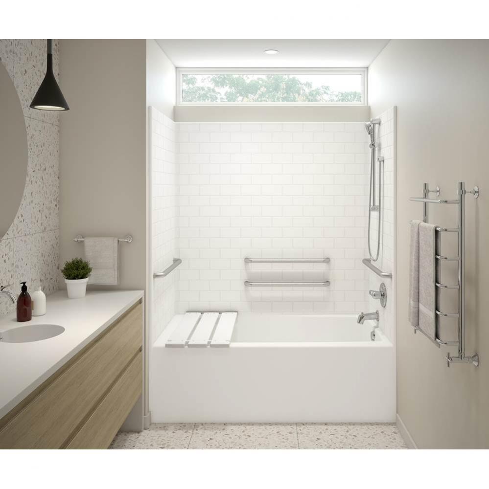 F6030STT AcrylX Alcove Left-Hand Drain One-Piece Tub Shower in Biscuit