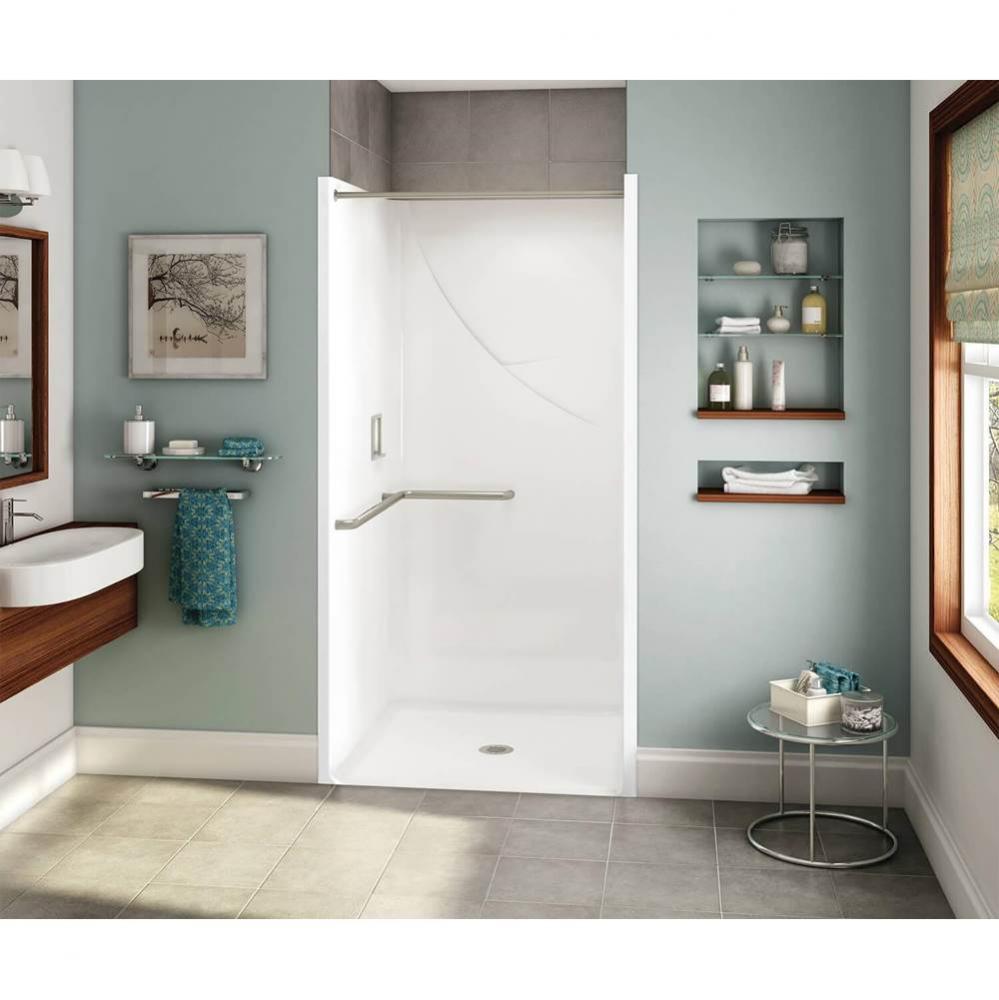 OPS-3636 RRF AcrylX Alcove Center Drain One-Piece Shower in Bone - ADA Grab Bar