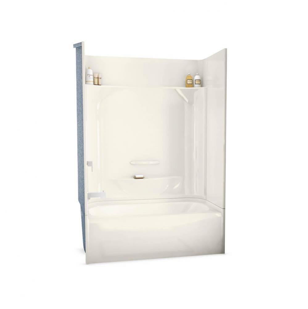 KDTS 2954 AFR AcrylX Alcove Left-Hand Drain Four-Piece Tub Shower in Biscuit