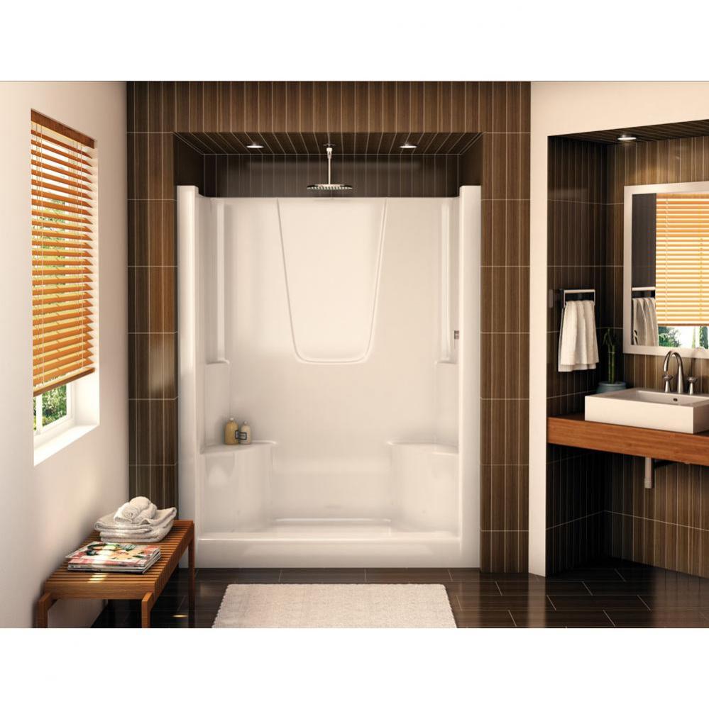 S-60 60 in. x 35.5 in. x 74.5 in. 1-piece Alcove Shower with 2 Seats, Center Drain in White