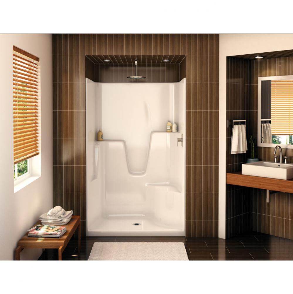 SHLS/RS-48 48.25 in. x 36 in. x 76.5 in. 1-piece Alcove Shower with Right Seat, Center Drain in Wh