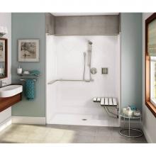 Aker 141333-000-002-117 - OPS-6030-RS AcrylX Alcove Center Drain One-Piece Shower in White - ADA Compliant (with Seat)