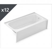 Aker 141356-002-002-501 - TO-3060 AFR AcrylX Alcove Left-Hand Drain Bath in White