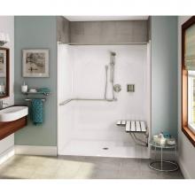 Aker 141298-000-002-106 - OPS-6036 AcrylX Alcove Center Drain One-Piece Shower in White - ADA Compliant (with Seat)