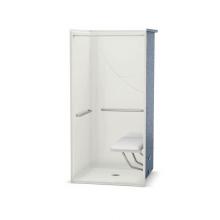 Aker 141367-L-000-004 - OPS-3636-RS AcrylX Alcove Center Drain One-Piece Shower in Bone - with MASS grab bar and seat